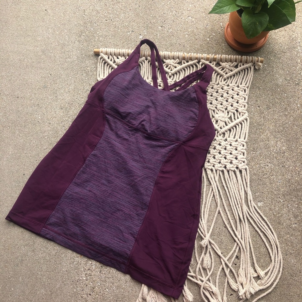 Lululemon Athletic Tank Top size 10 Plum Printed